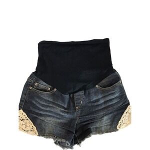 womens belly by design blue jean‎ maternity shorts size M